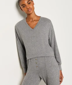 Discount Sweat de pyjama col V Loungewear|Ponchos, Sweats & Vestes De Pyjama