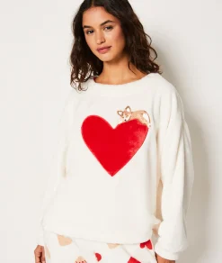 Cheap Sweat de pyjama polaire à cœurs Ponchos, Sweats & Vestes De Pyjama|Hauts De Pyjama