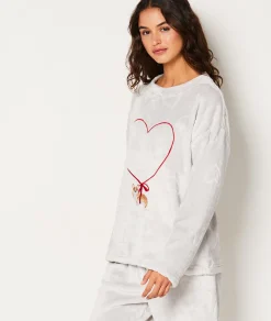 Cheap Sweat de pyjama polaire à cœurs Ponchos, Sweats & Vestes De Pyjama|Hauts De Pyjama