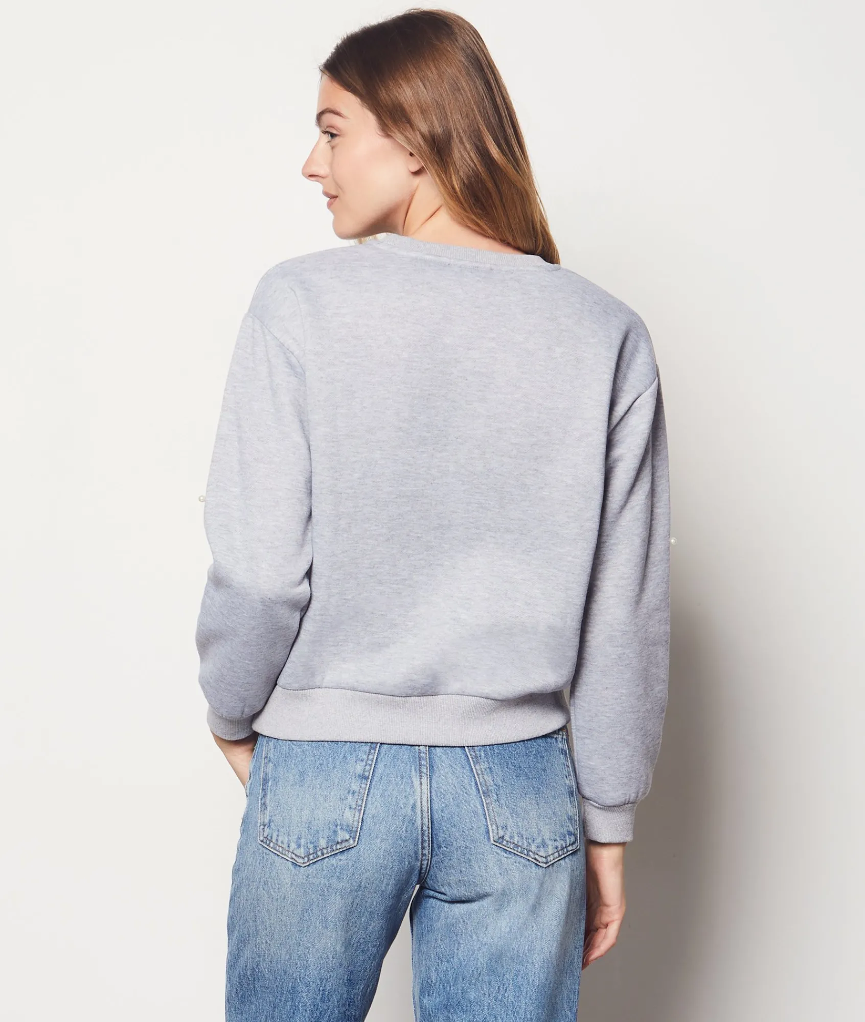 Best Sweat détails perles Cols Ronds
