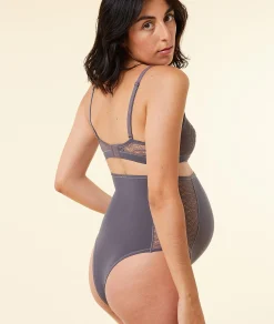 Cheap Tanga taille haute en dentelle et microfibre Culottes Taille Haute|Tangas