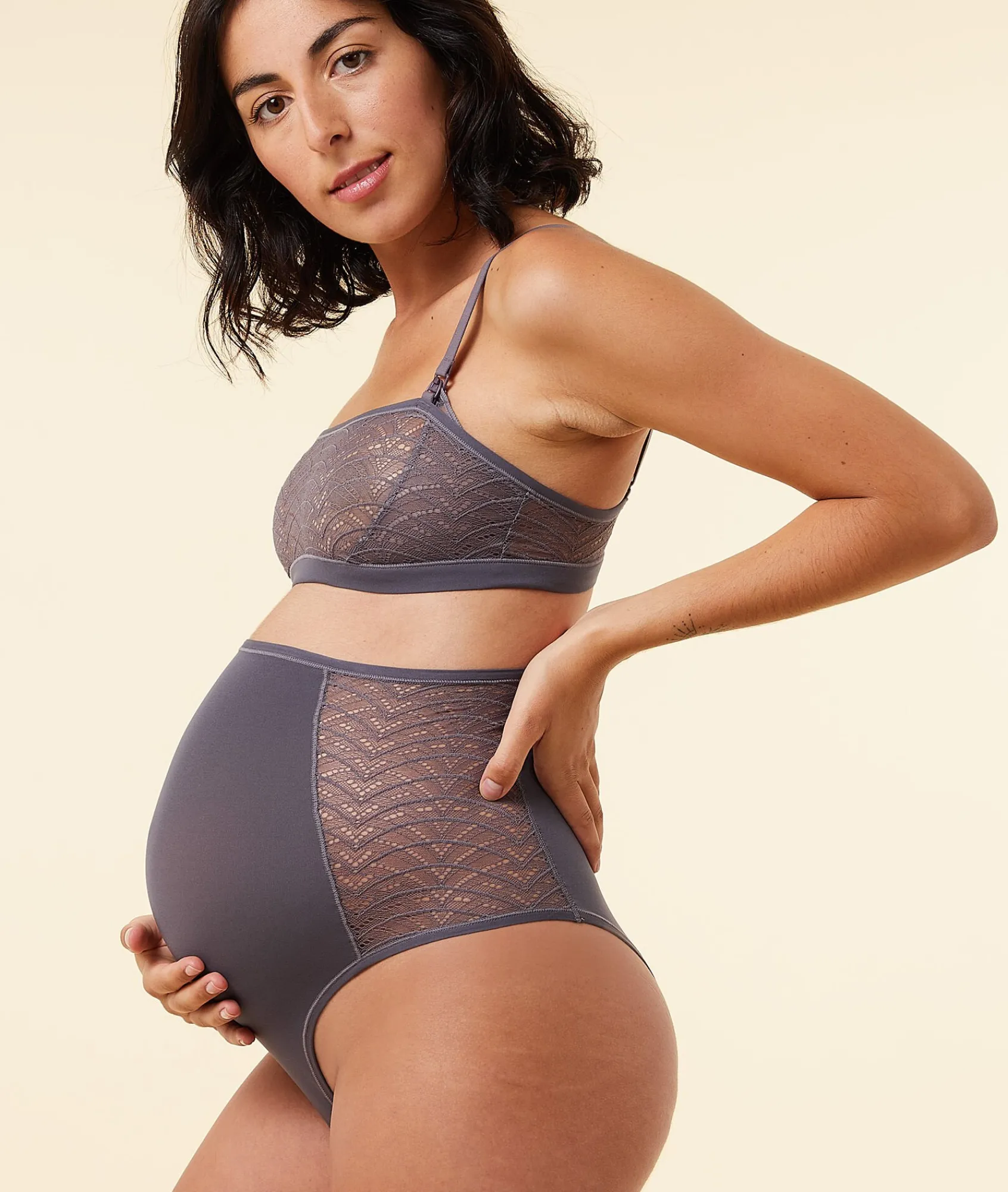 Cheap Tanga taille haute en dentelle et microfibre Culottes Taille Haute|Tangas