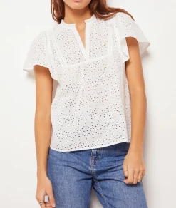 Flash Sale Top manches courtes  broderie anglaise T-shirts Et Tops
