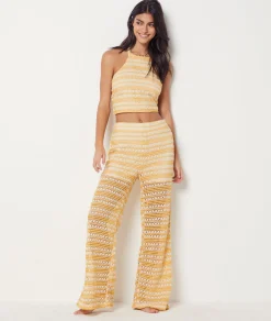 Cheap Top sans manches à nouer au dos bicolore en crochet Tuniques Et Robes De Plage