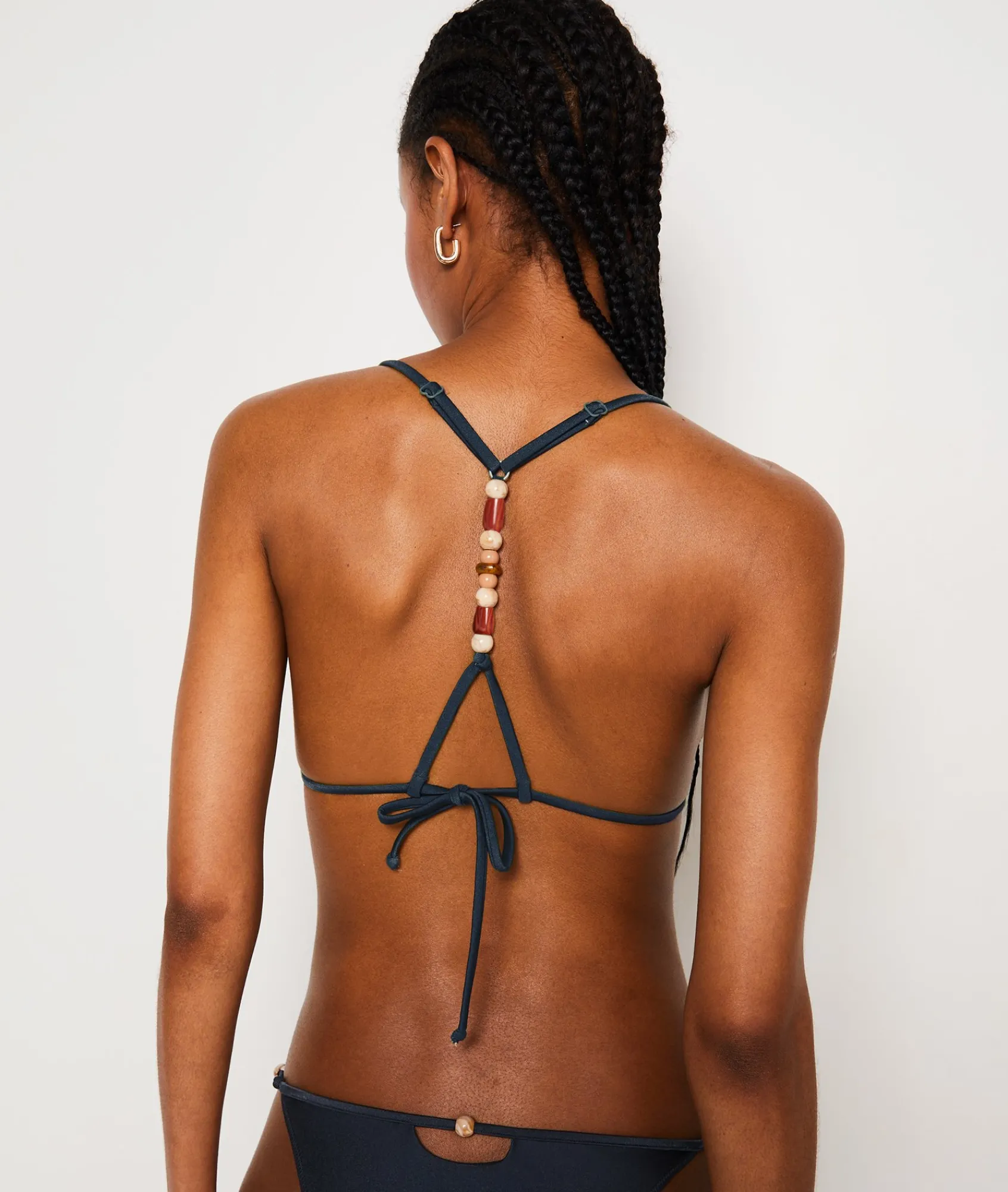 Best Sale Triangle détails perles haut de maillot satiné Triangles