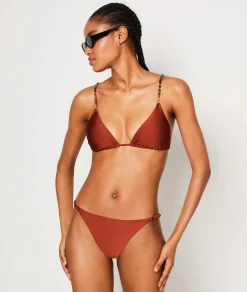 Outlet Triangle détails perles haut de maillot satiné Triangles