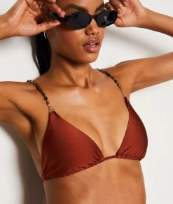 Outlet Triangle détails perles haut de maillot satiné Triangles