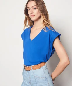 Hot T-shirt col V 100% coton biologique T-shirts Et Tops