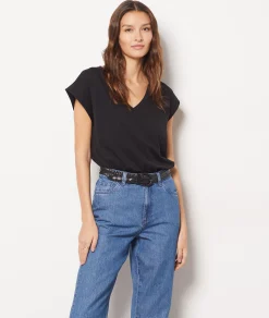 Clearance T-shirt col V 100% coton biologique T-shirts Et Tops