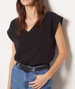 Clearance T-shirt col V 100% coton biologique T-shirts Et Tops