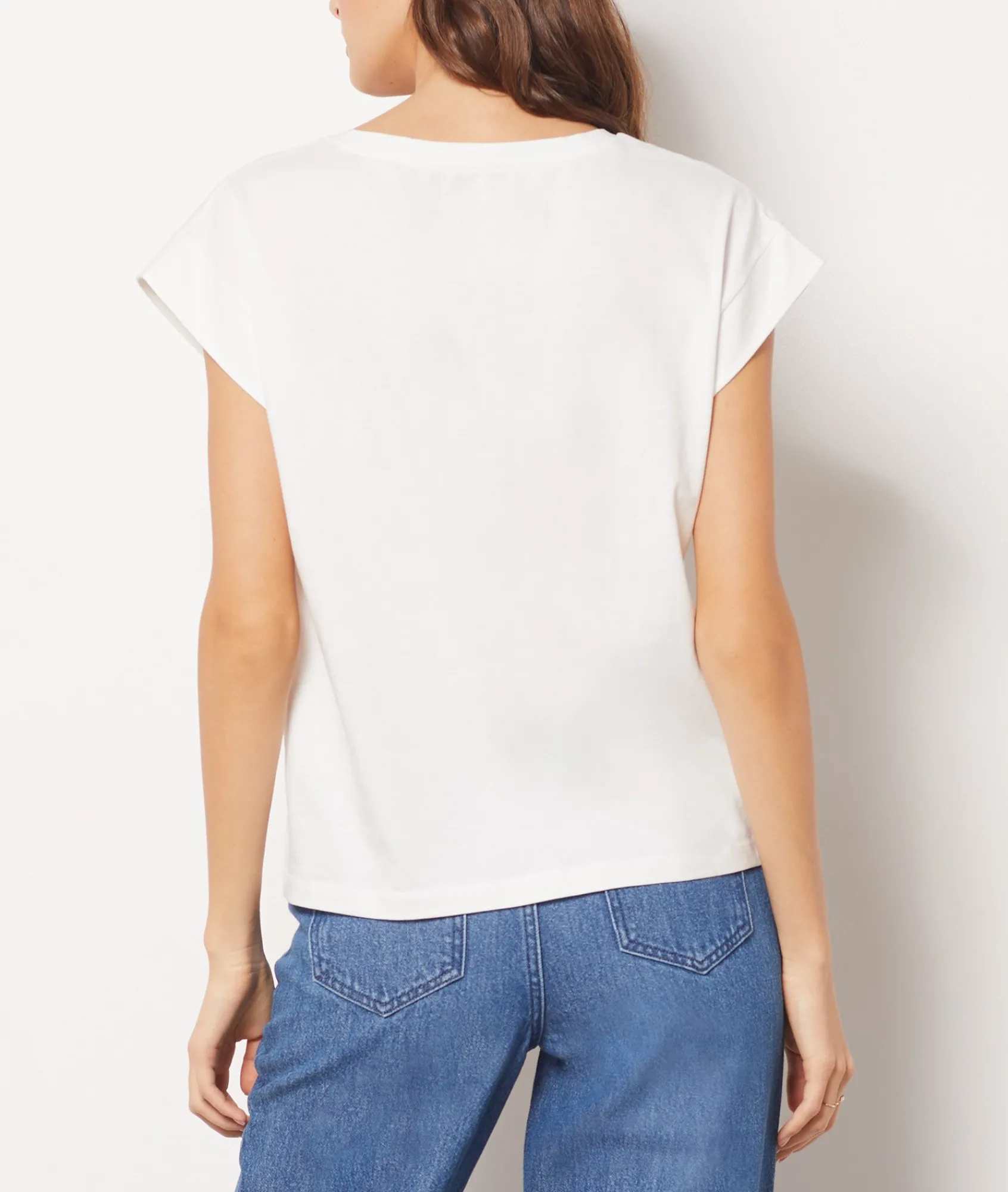 New T-shirt col V 100% coton biologique T-shirts Et Tops