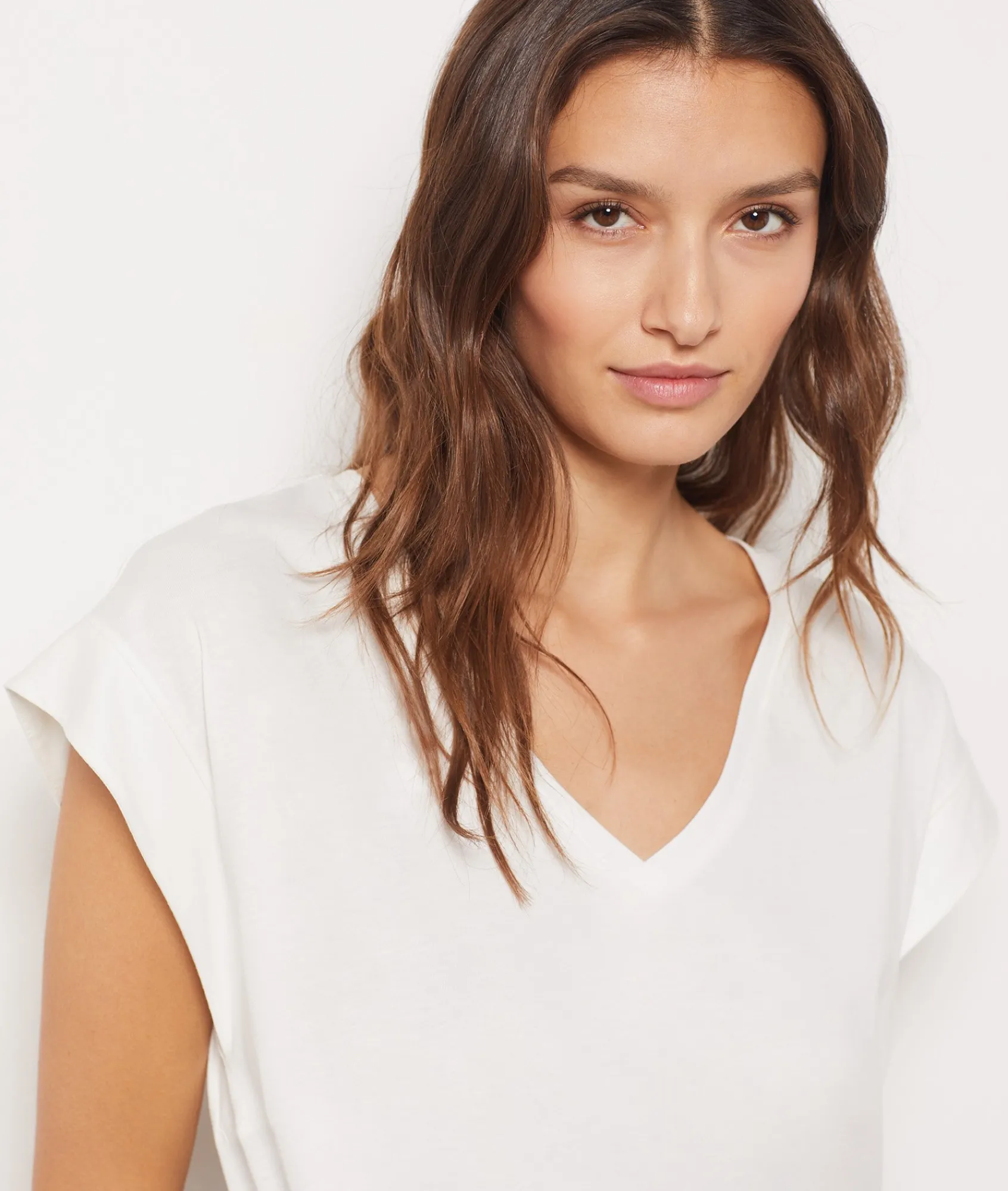 New T-shirt col V 100% coton biologique T-shirts Et Tops