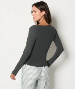 Cheap T-shirt de pyjama manches longues Hauts De Pyjama