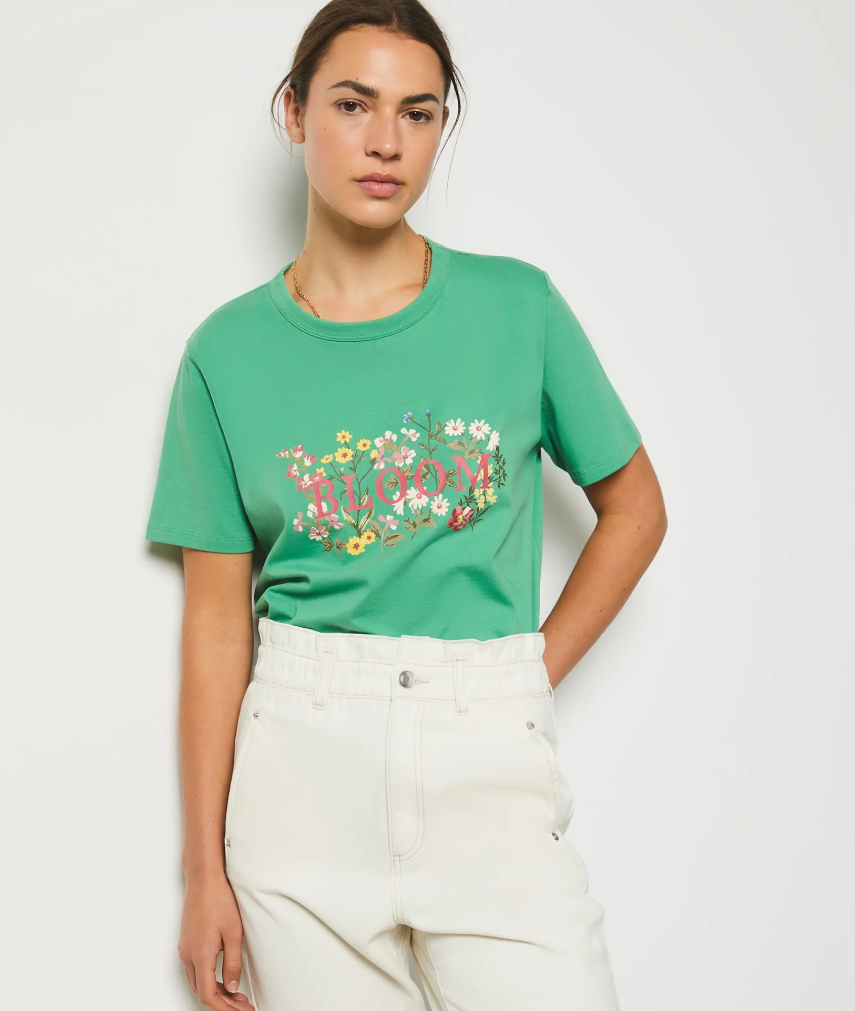 Flash Sale T-shirt imprimé "Bloom" en coton T-shirts Et Tops