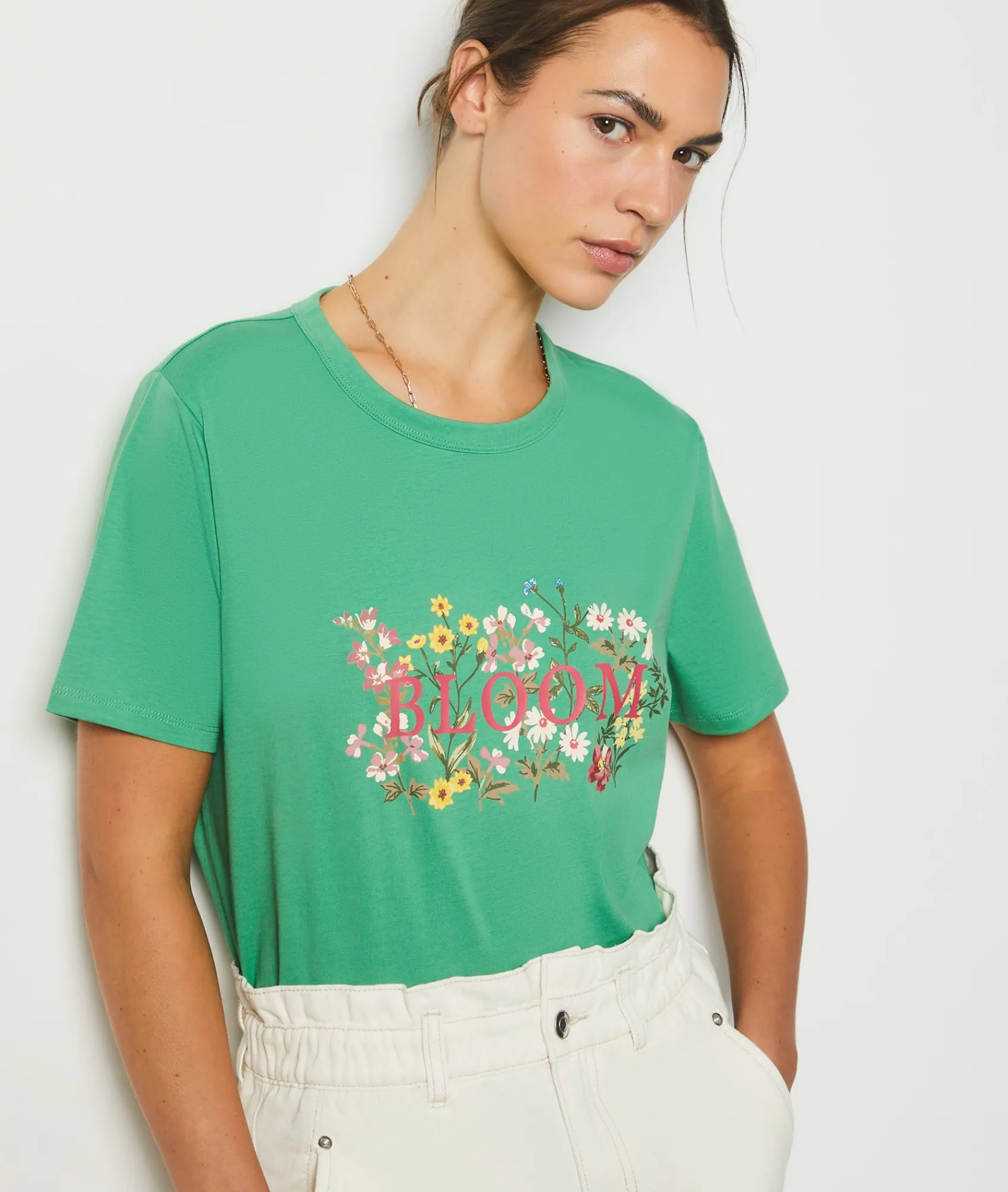 Flash Sale T-shirt imprimé "Bloom" en coton T-shirts Et Tops
