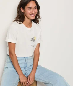 Fashion T-shirt imprimé "Enjoy the View" en coton T-shirts Et Tops