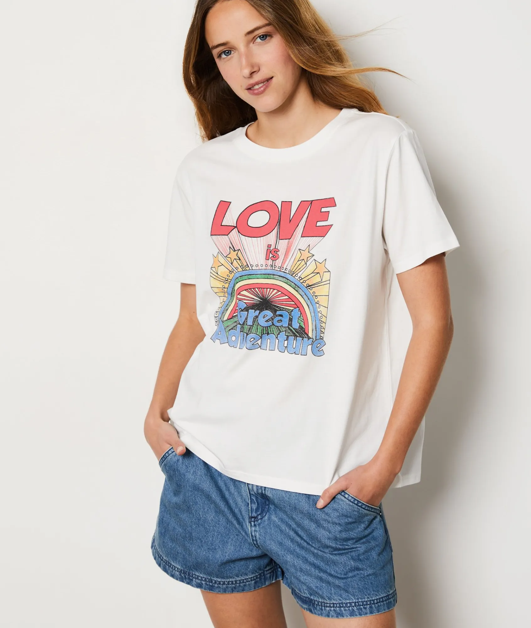 Discount T-shirt imprimé "Love is great adventure" en coton T-shirts Et Tops
