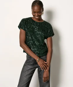 Outlet T-shirt manches courtes à sequins T-shirts Et Tops