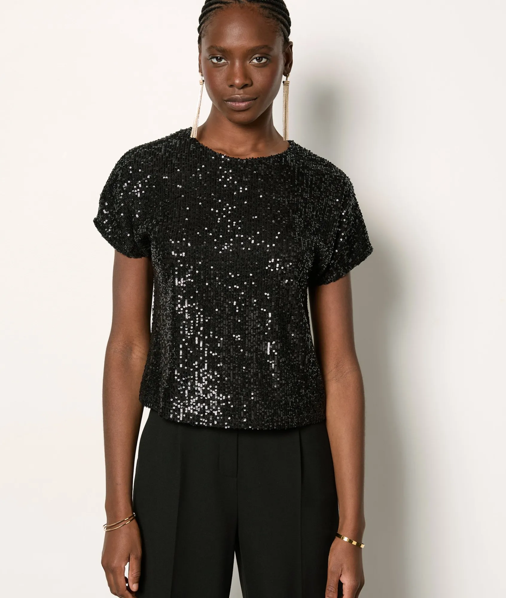 Store T-shirt manches courtes à sequins T-shirts Et Tops
