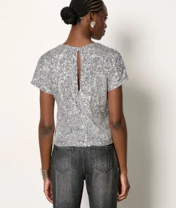 Hot T-shirt manches courtes à sequins T-shirts Et Tops