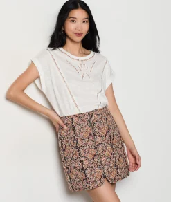 Online T-shirt manches courtes ajouré en coton T-shirts Et Tops