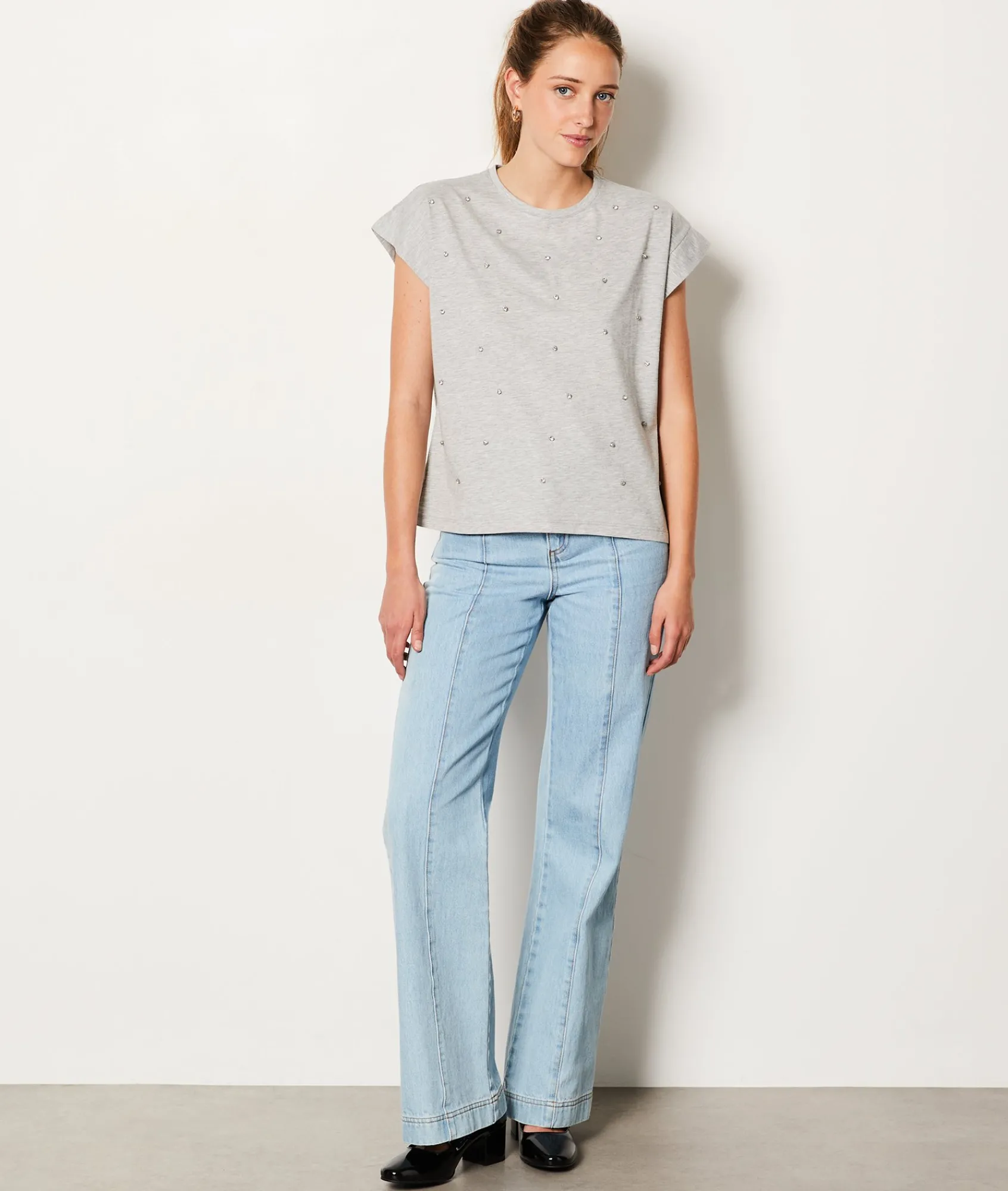 Online T-shirt manches courtes avec strass T-shirts Et Tops