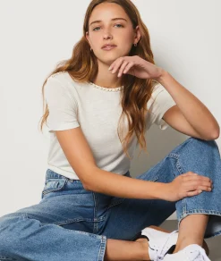 Cheap T-shirt manches courtes col tressé T-shirts Et Tops