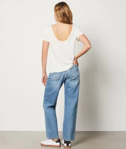 Cheap T-shirt manches courtes col tressé T-shirts Et Tops