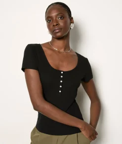 Best Sale T-shirt manches courtes col boutonné T-shirts Et Tops