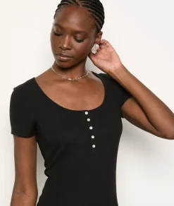 Best Sale T-shirt manches courtes col boutonné T-shirts Et Tops