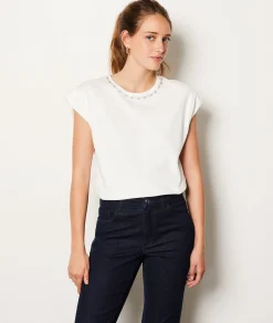 Cheap T-shirt manches courtes détail strass T-shirts Et Tops