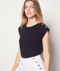 Best Sale T-shirt manches courtes détails boutons T-shirts Et Tops