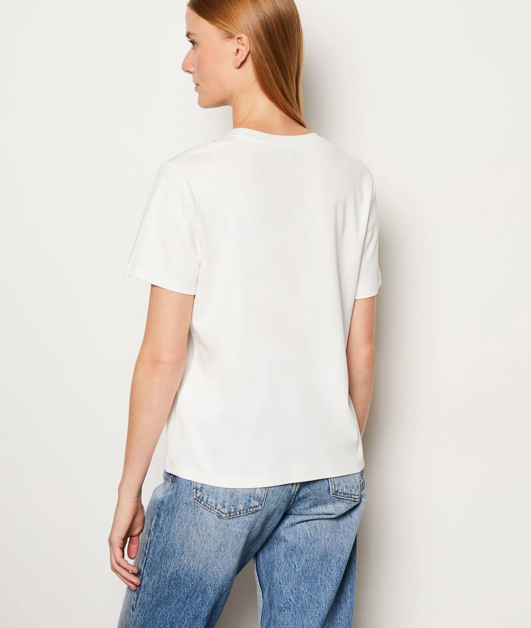 Discount T-shirt manches courtes en coton col pailleté T-shirts Et Tops