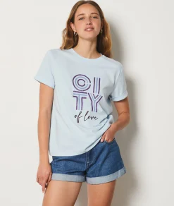 Cheap T-shirt manches courtes imprimé "City of love" T-shirts Et Tops