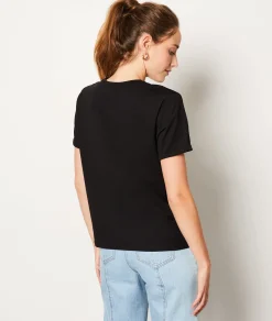 Cheap T-shirt manches courtes "Kiss, Love" en coton T-shirts Et Tops