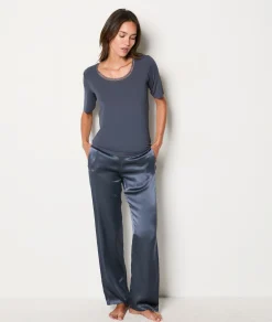 Cheap T-shirt manches courtes maille thermique Hauts De Pyjama