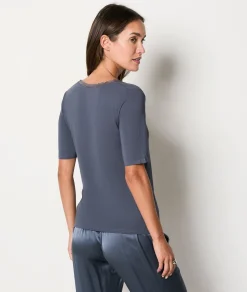 Cheap T-shirt manches courtes maille thermique Hauts De Pyjama