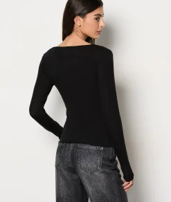 Cheap T-shirt manches longues avec cachemire en maille thermique Hauts De Pyjama