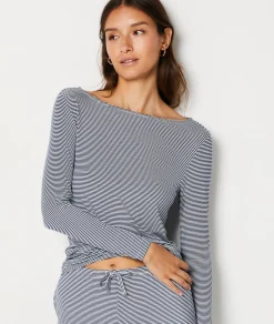 Cheap T-shirt manches longues rayé Hauts De Pyjama