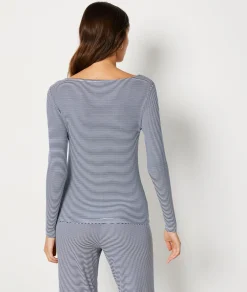 Cheap T-shirt manches longues rayé Hauts De Pyjama