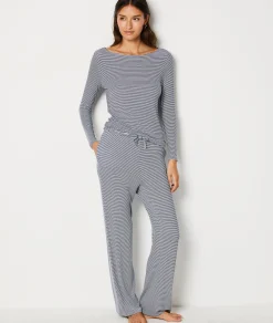 Cheap T-shirt manches longues rayé Hauts De Pyjama