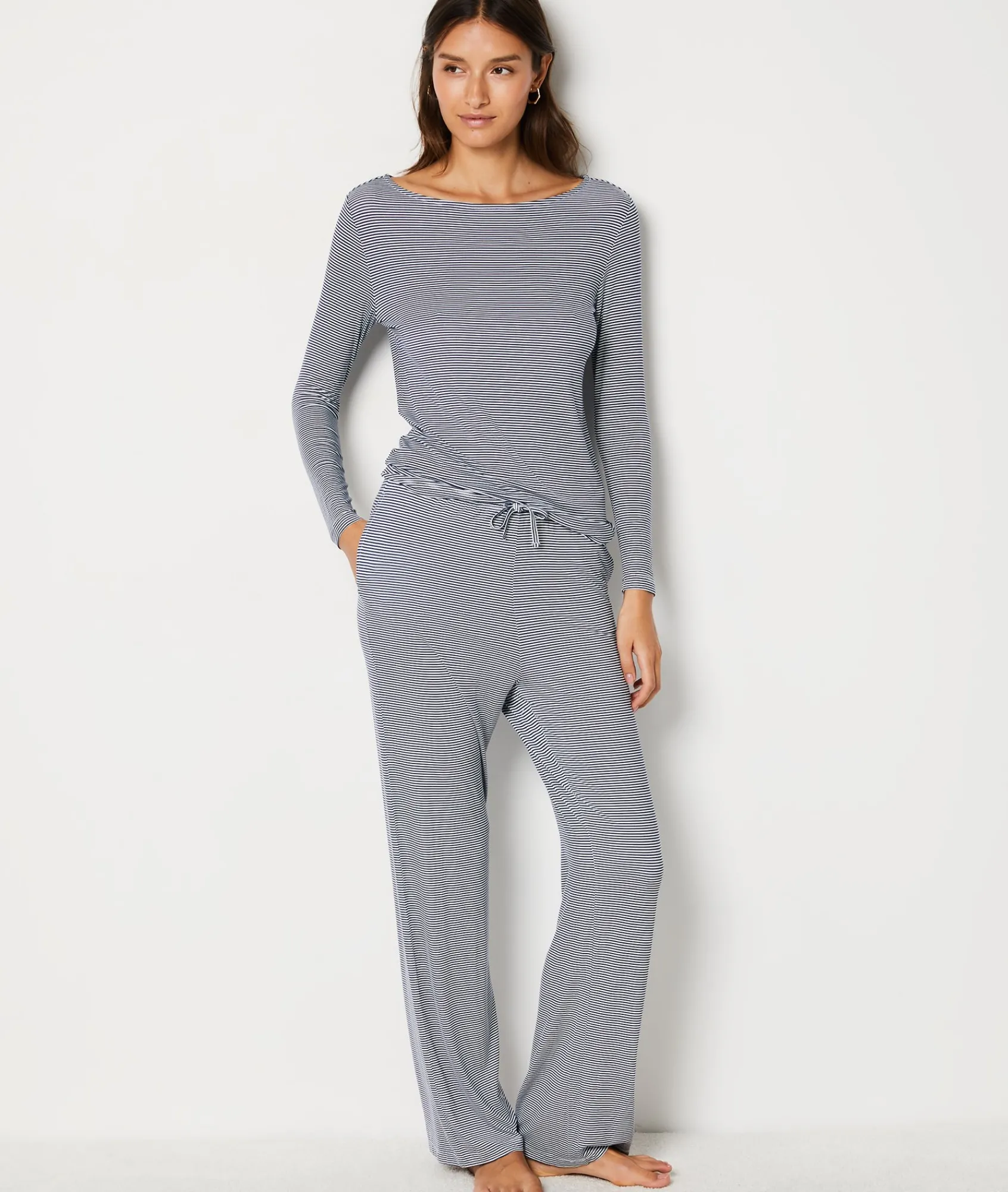 Cheap T-shirt manches longues rayé Hauts De Pyjama