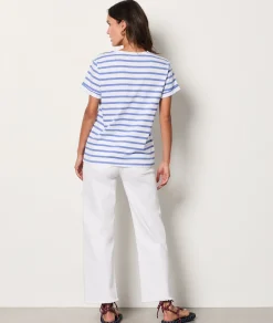 Store T-shirt marinière manches courtes en coton T-shirts Et Tops